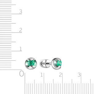 Серьги-пусеты из белого золота с изумрудами