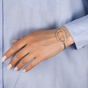 Браслет декоративный из белого золота с бриллиантами, плетение якорное