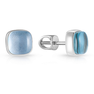 Серьги Пусеты из белого золота с топазом