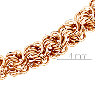 Браслет ручной работы из красного золота, плетение розочка