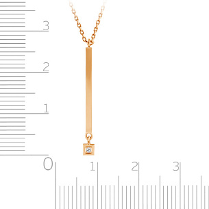 Колье из красного золота с бриллиантом, плетение якорное