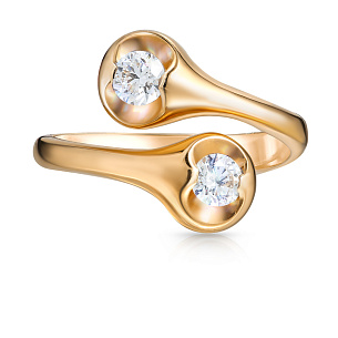 Кольцо с бриллиантами из красного золота