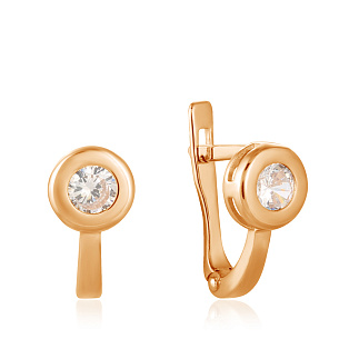 Серьги детские из красного золота с фианитом