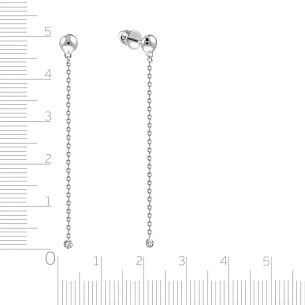 Серьги Пусеты из белого золота с бриллиантами, плетение якорное