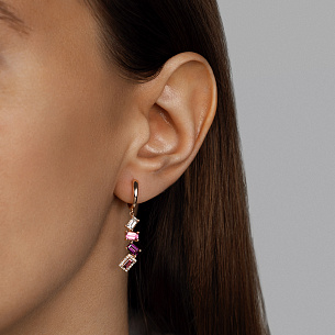 Серьги с английским замком из красного золота с бриллиантом