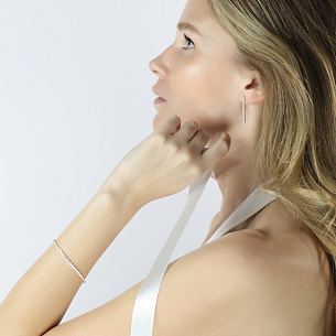 Теннисный браслет из красного золота с фианитами