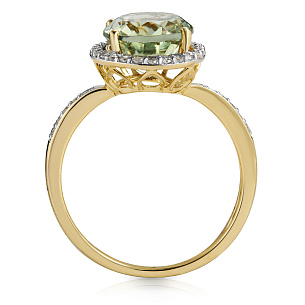 Кольцо из желтого золота с бриллиантами и аметистом