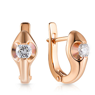 Серьги из красного золота с бриллиантами