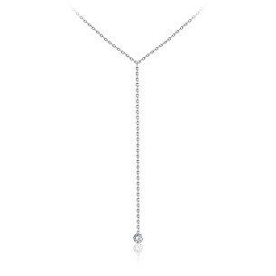 Колье из белого золота с бриллиантом, плетение якорное