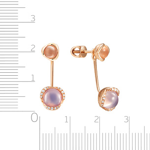 Серьги из красного золота с кварцами, аметистами, бриллиантами