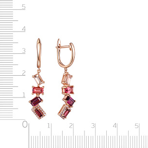 Серьги с английским замком из красного золота с бриллиантом