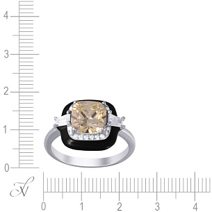 Серебряное кольцо с фианитом, эмалью