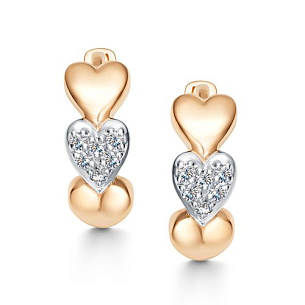 Серьги из красного золота с бриллиантом