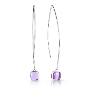 Серьги из белого золота с аметистом