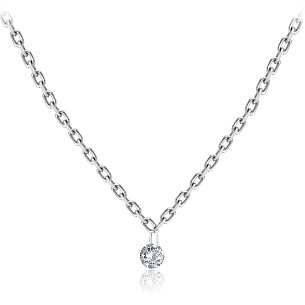 Колье из белого золота с бриллиантом, плетение якорное