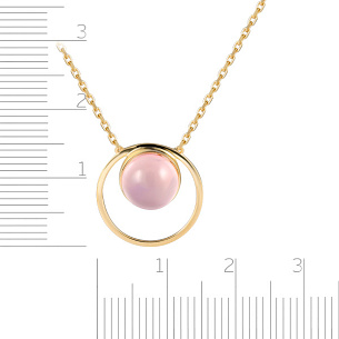 Колье из желтого золота с кварцем, плетение якорное