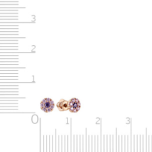 Пусеты детские из красного золота с фианитом