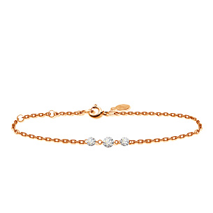 Браслет декоративный из красного золота с бриллиантами, плетение якорное