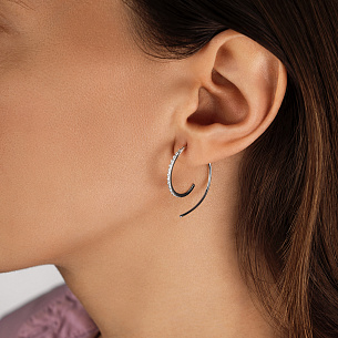 Серьги Продевки из белого золота с бриллиантами