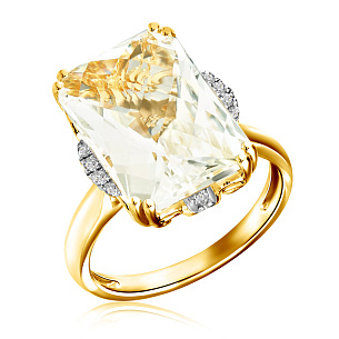 Кольцо из желтого золота с топазом, бриллиантами
