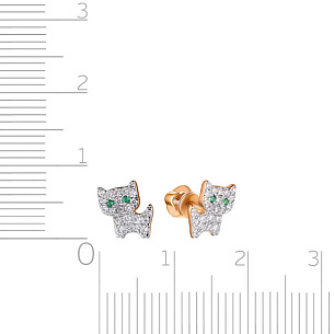 Серьги детские из красного золота с фианитом