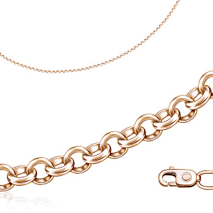 Цепь автомат из красного золота, плетение бельцер