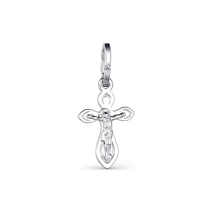 Крест из белого золота с бриллиантом