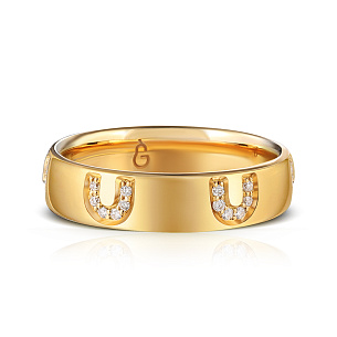 Кольцо обручальное из желтого золота с бриллиантом