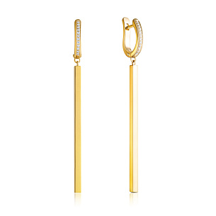 Серьги с английским замком из желтого золота с бриллиантом