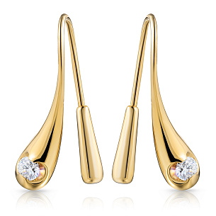 Серьги из желтого золота с бриллиантами