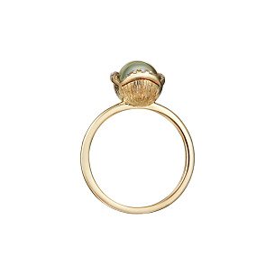 Кольцо из желтого золота с бриллиантами, аметистом