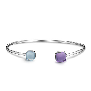 Браслет декоративный из белого золота с аметистом, топазом