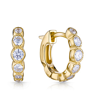 Серьги Конго из желтого золота с фианитом