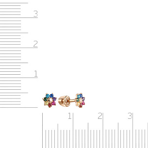 Серьги детские из красного золота с фианитом