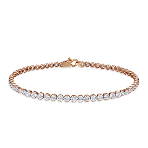 Теннисный браслет из красного золота с фианитами