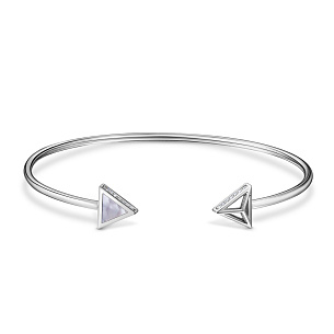 Браслет декоративный из белого золота с бриллиантами и перламутром