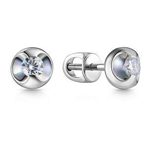 Серьги-пусеты из белого золота с бриллиантами