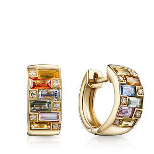 Конго из желтого золота с бриллиантами и сапфирами