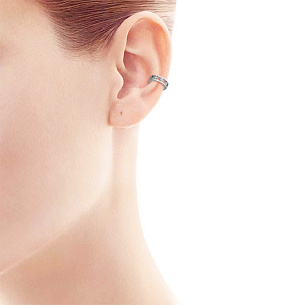 Серьги-каффы с фианитом из серебра