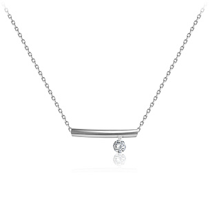 Колье из белого золота с бриллиантом, плетение якорное