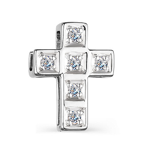 Крест декоративный из белого золота с бриллиантами