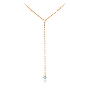 Колье из красного золота с бриллиантом, плетение якорное