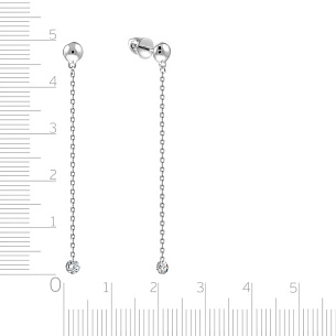 Серьги Пусеты из белого золота с бриллиантами, плетение якорное