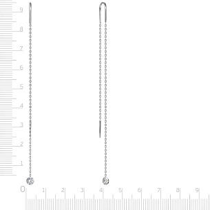 Серьги Продевки из белого золота с бриллиантами, плетение якорное