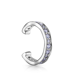 Серьга-кафф из серебра с фианитом