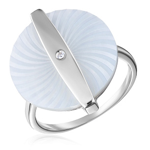 Серебряное кольцо с перламутром, фианитом