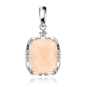 Подвеска из белого золота с кварцем и бриллиантами