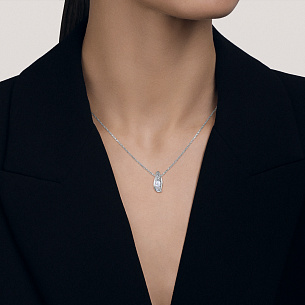 Колье из желтого золота с бриллиантами, плетение якорное