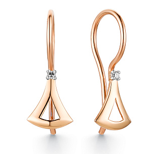 Серьги детские из красного золота с бриллиантами