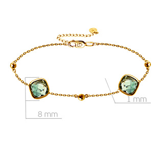 Браслет декоративный из желтого золота с аметистом, плетение якорное